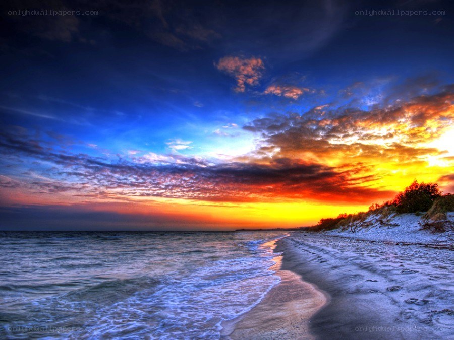 Vibrant sunset over the beach