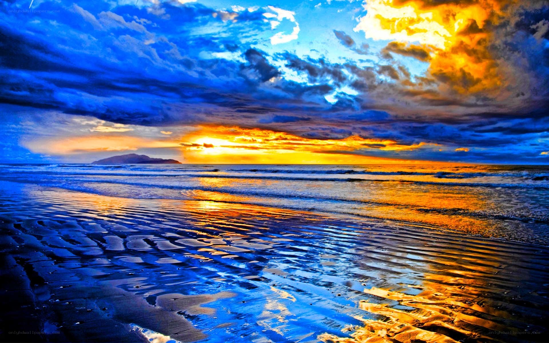 Vibrant sunset over the beach
