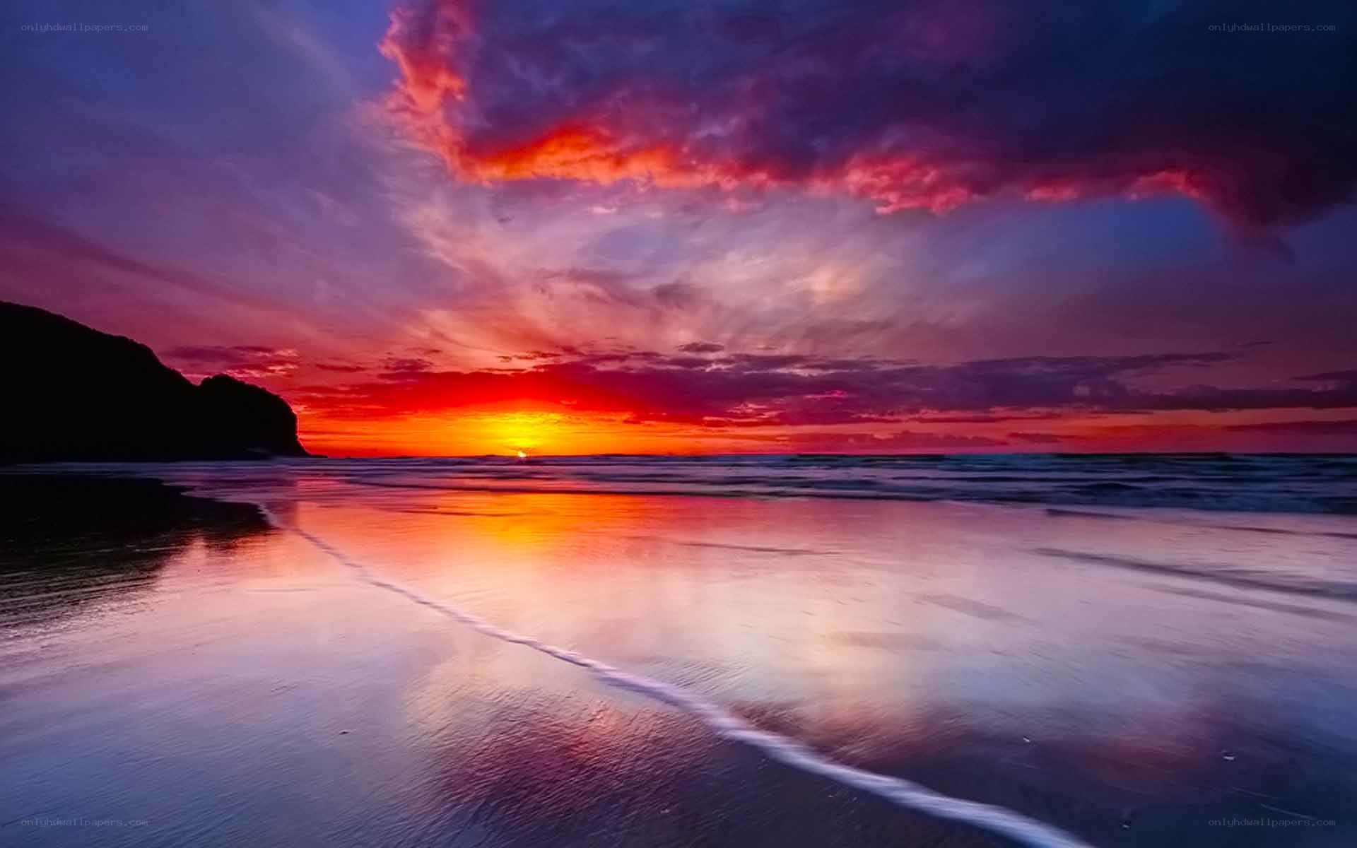 Vibrant sunset over the beach