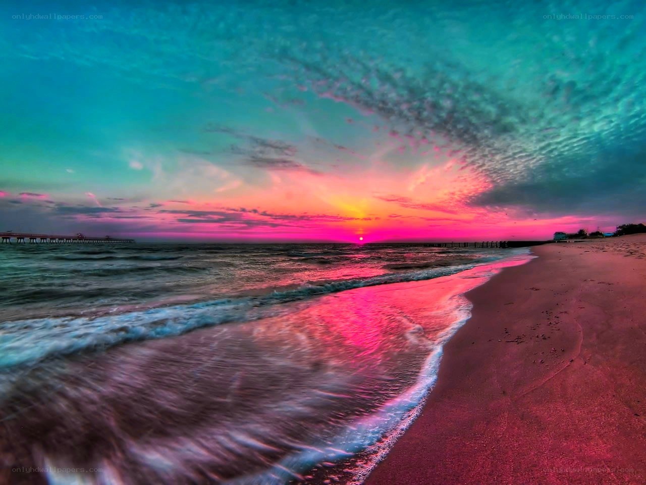 Vibrant sunset over the beach