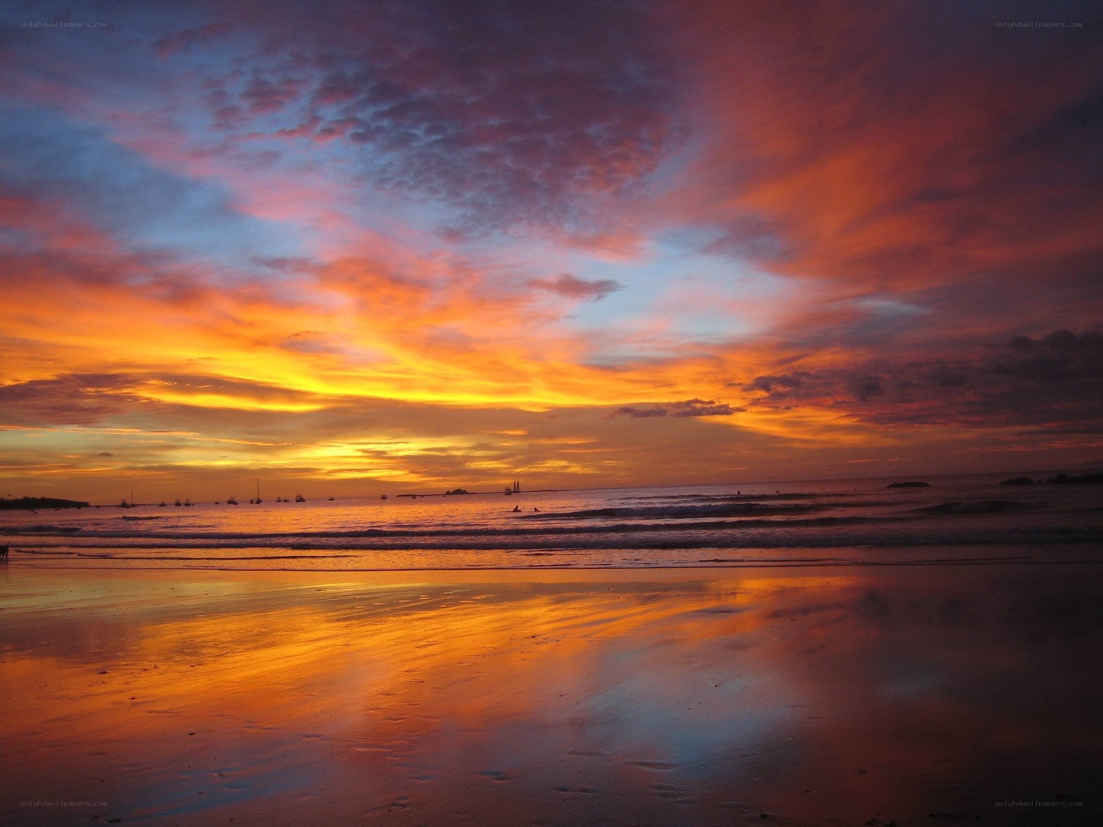 Vibrant sunset over the beach
