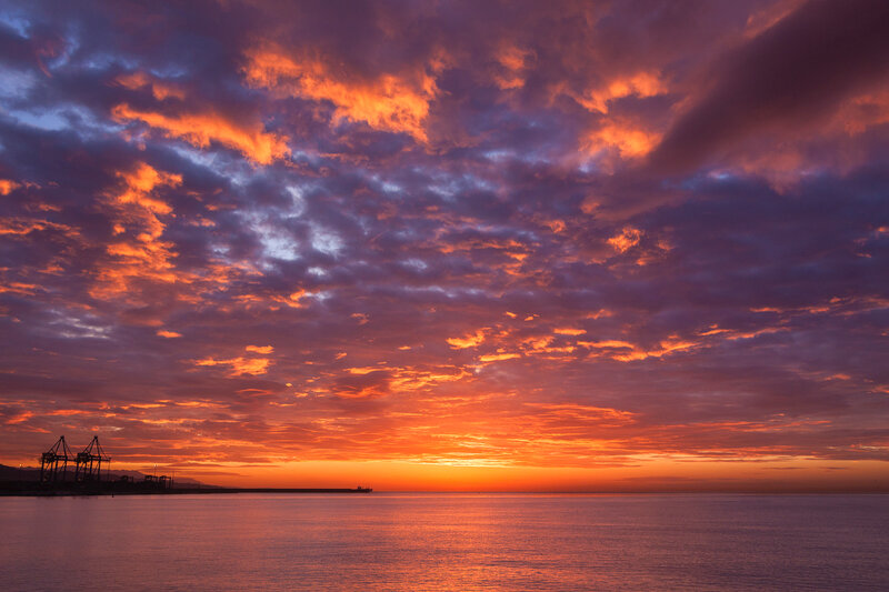 Vibrant sunset over the harbor