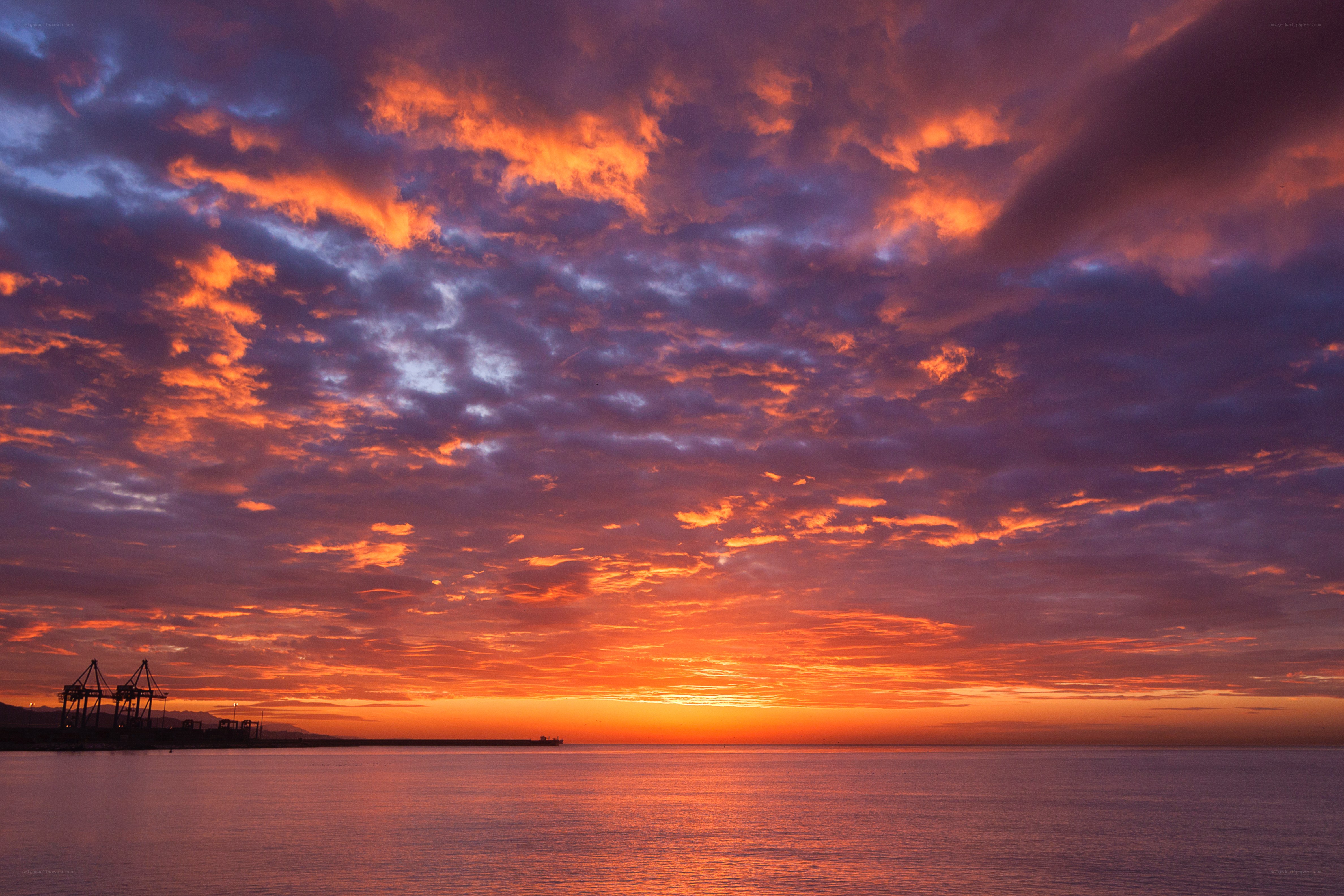 Vibrant sunset over the harbor