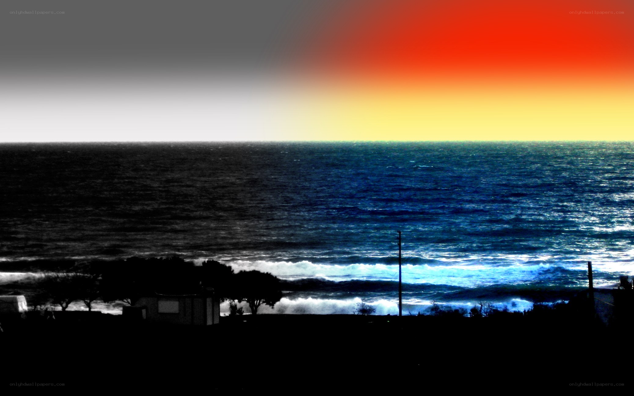 vibrant sunset over the ocean