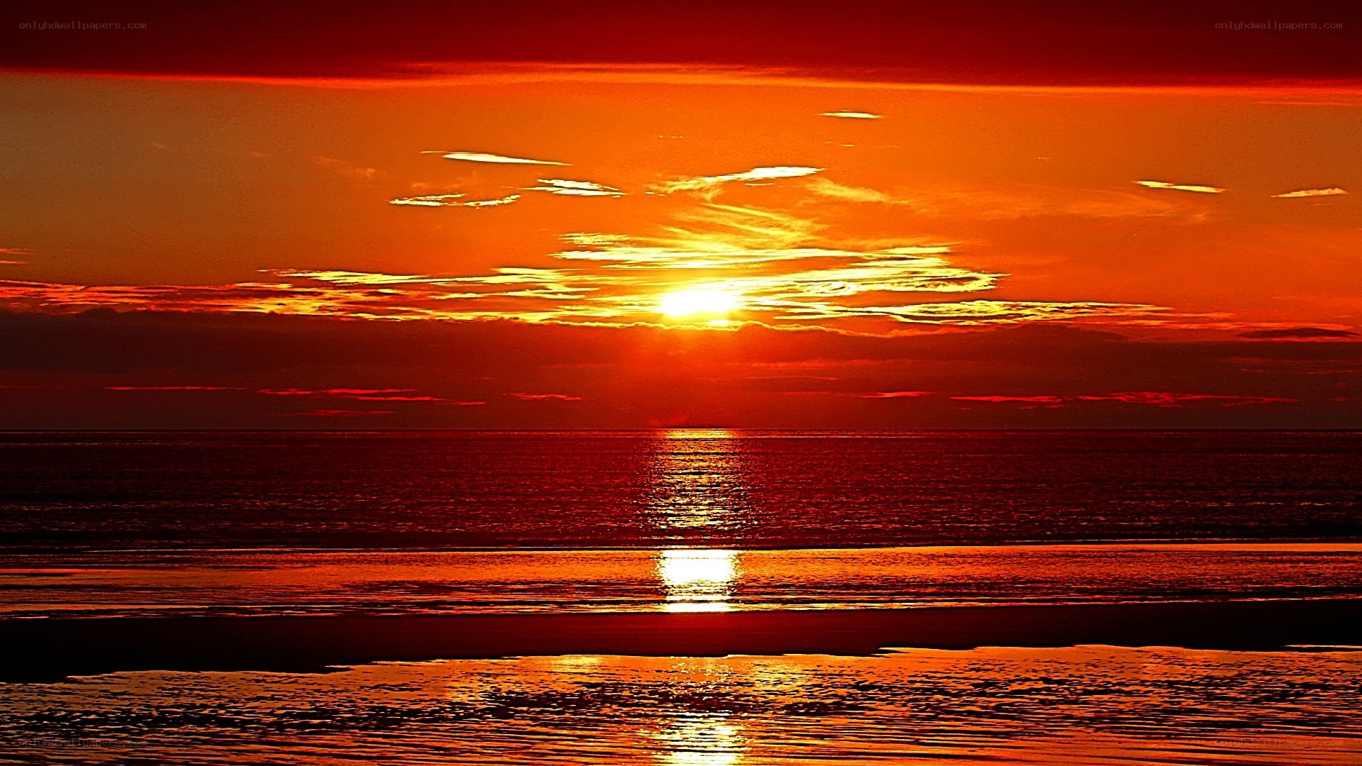 vibrant sunset over the ocean