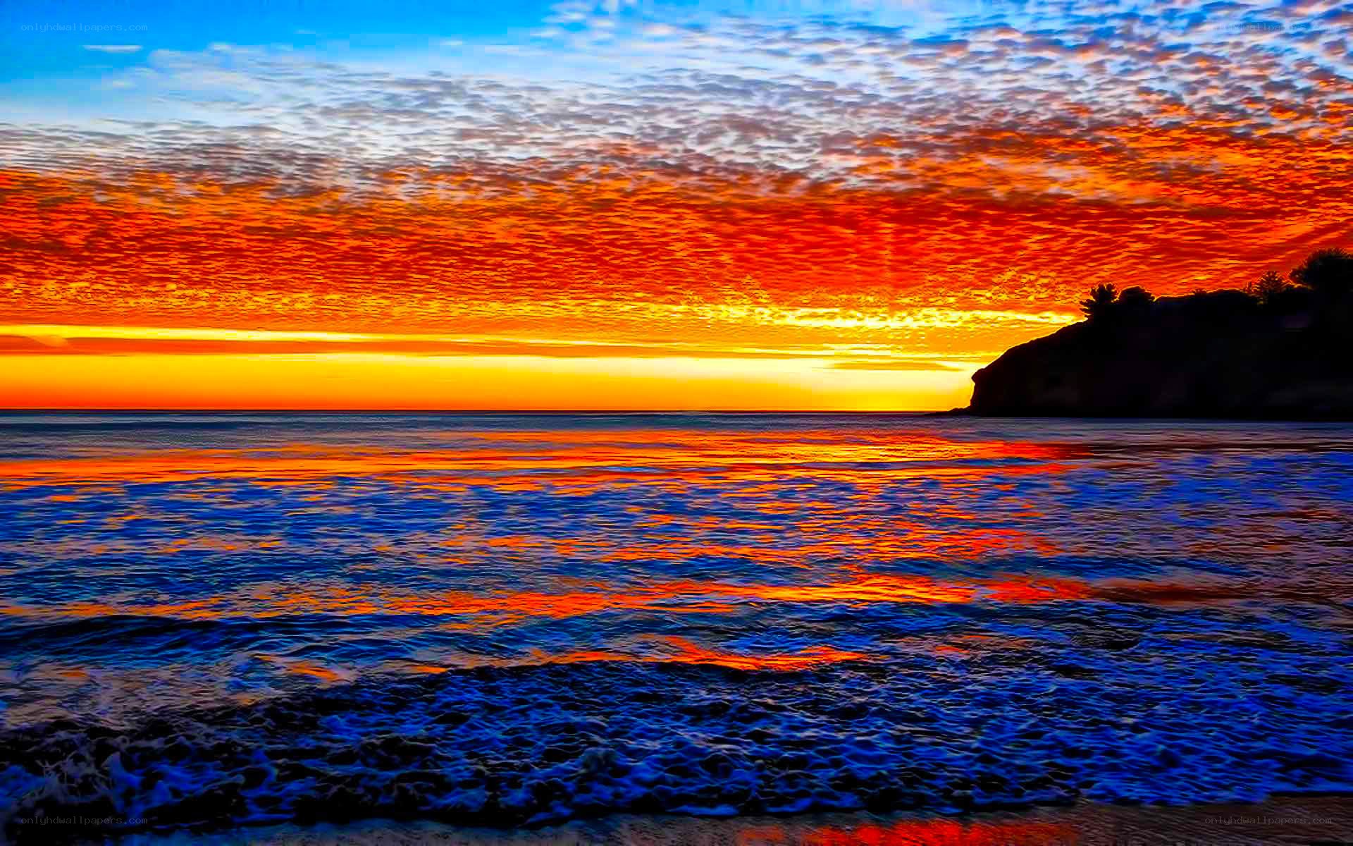 Vibrant sunset over the ocean