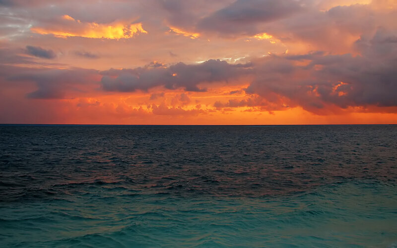 vibrant sunset over the ocean