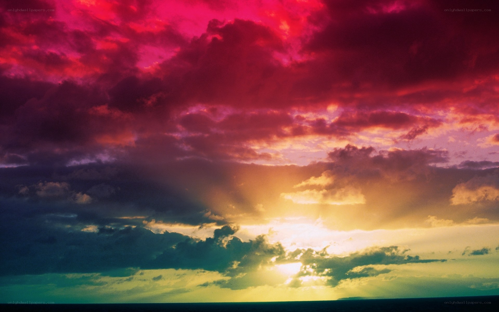 vibrant sunset over the ocean
