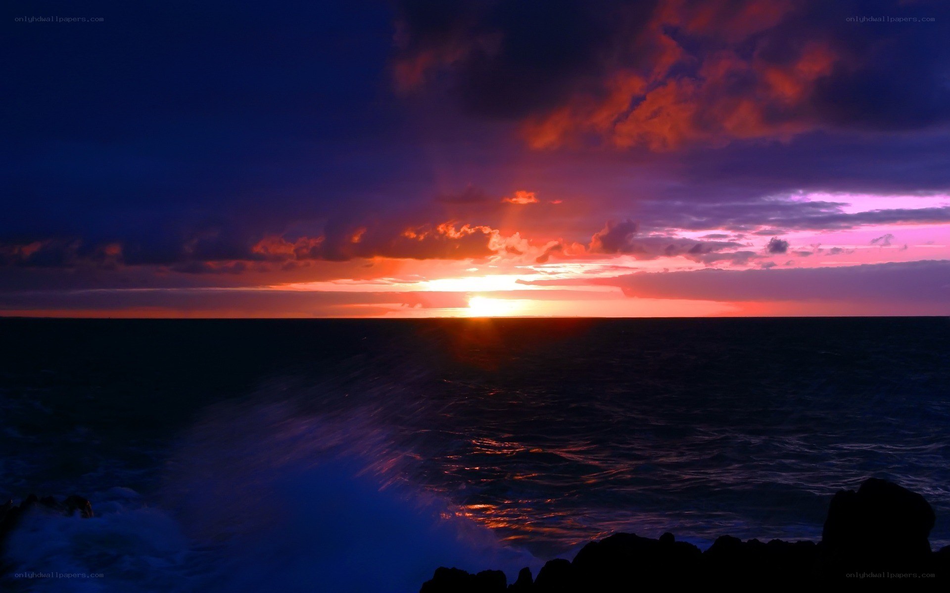 vibrant sunset over the ocean