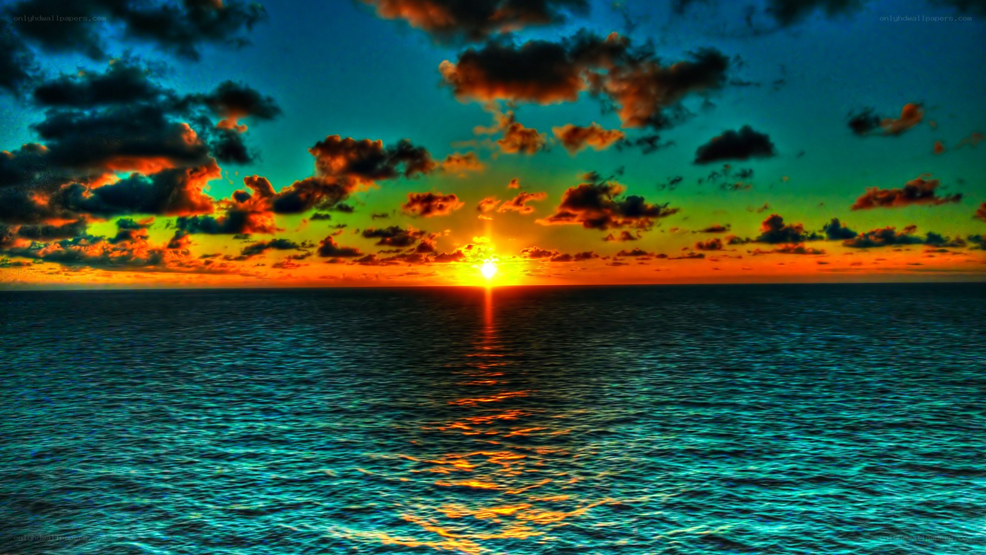 vibrant sunset over the ocean