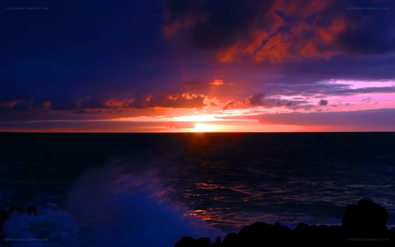 vibrant sunset over the ocean