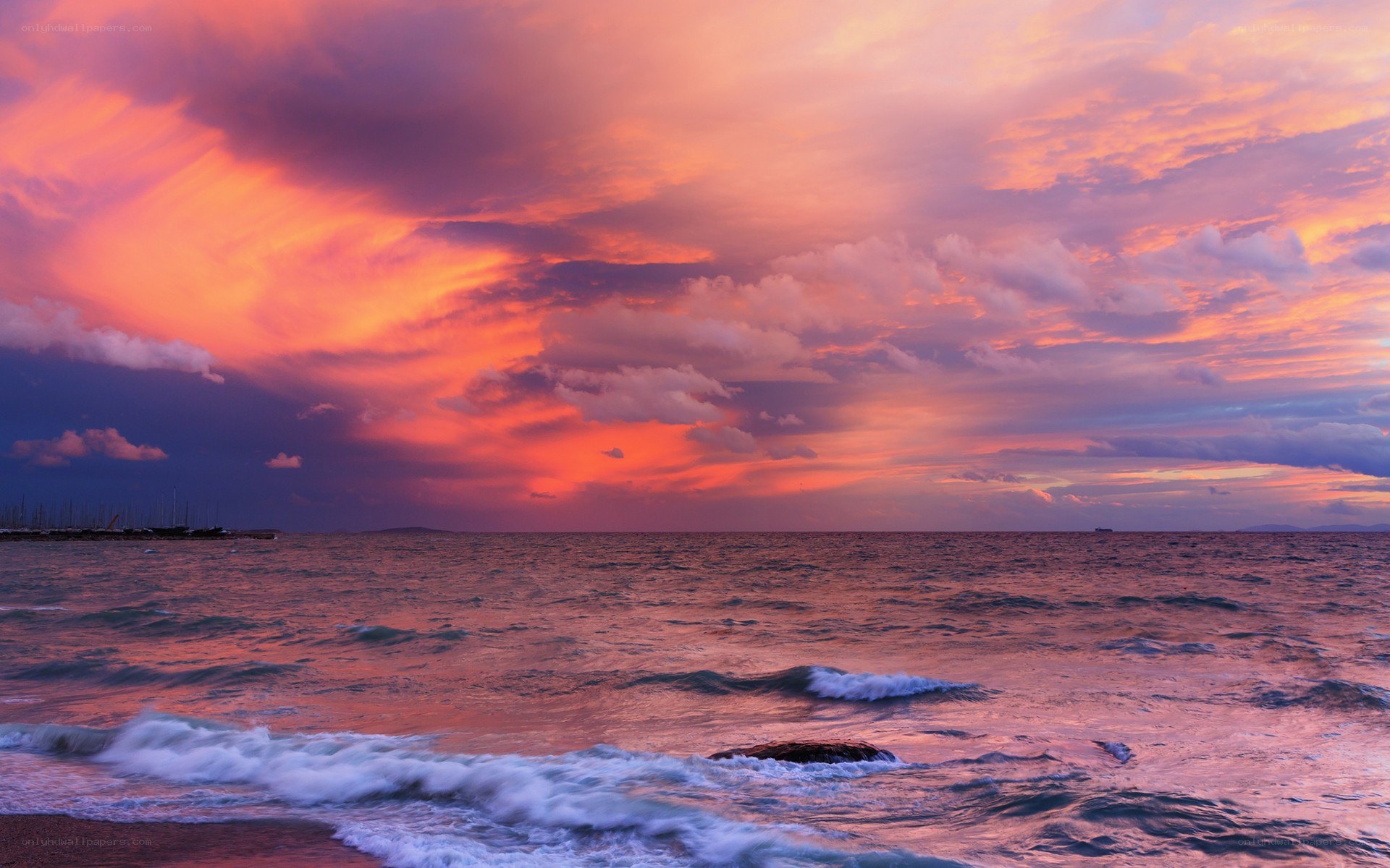 vibrant sunset over the sea