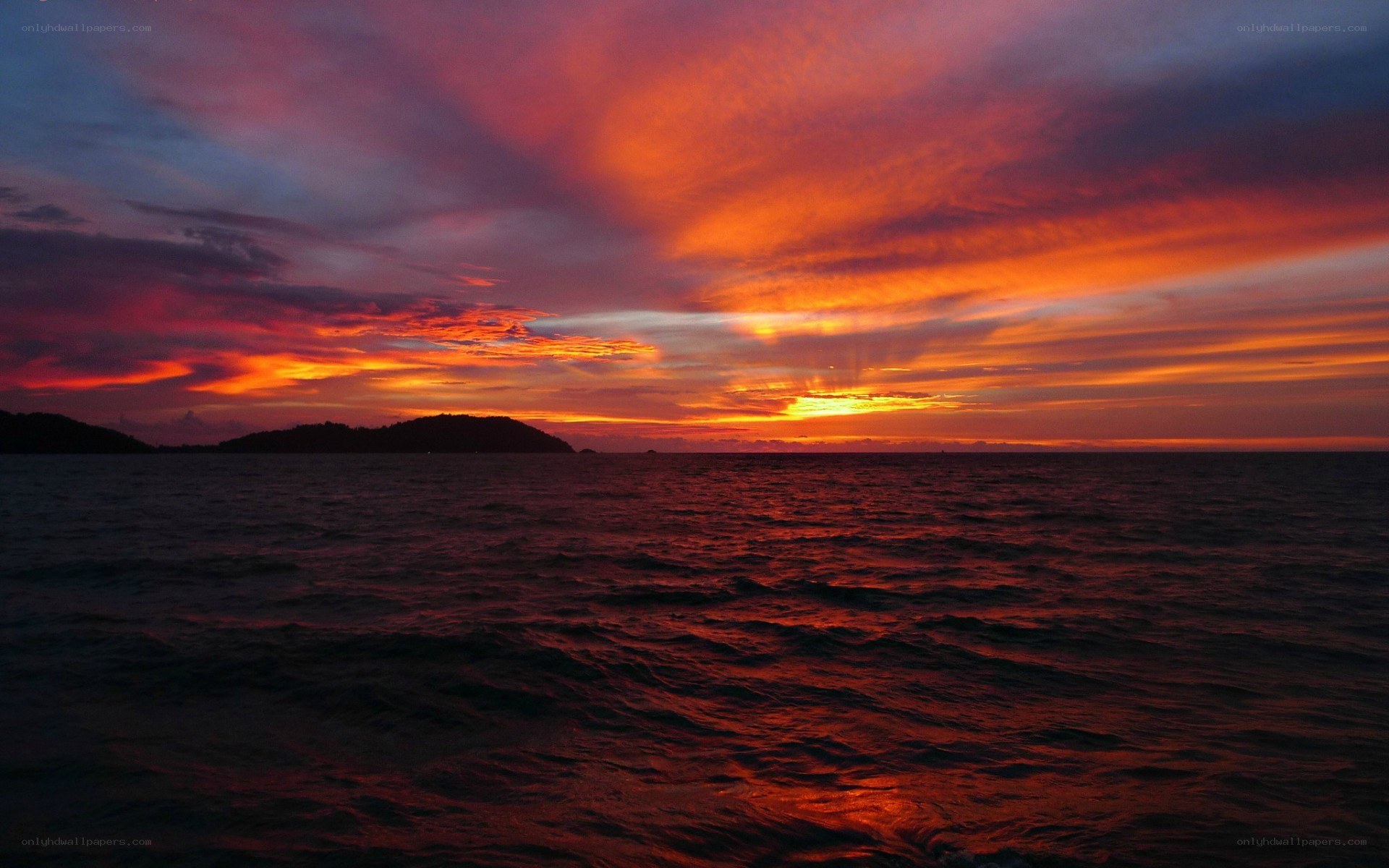 vibrant sunset over the sea