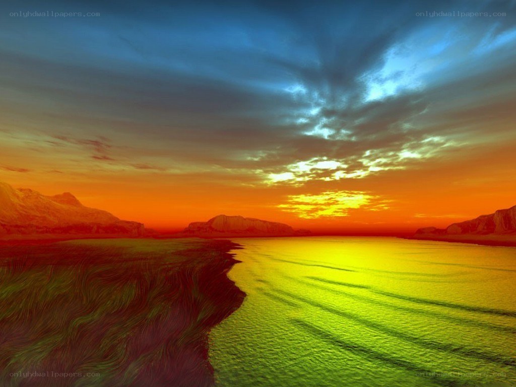 vibrant sunset over water