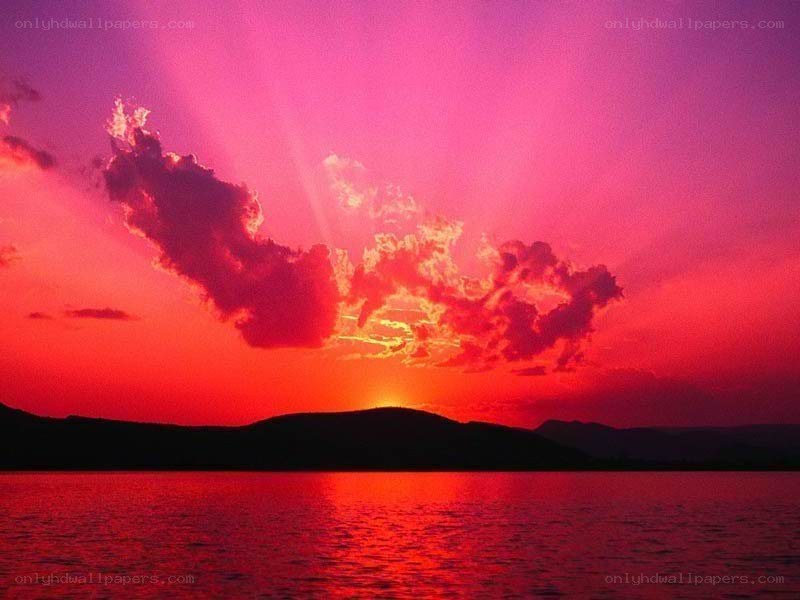 vibrant sunset over water