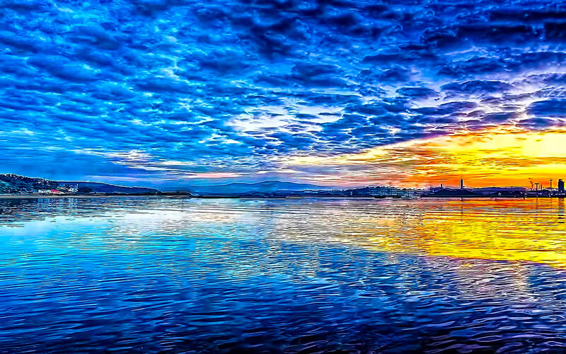 vibrant sunset over water