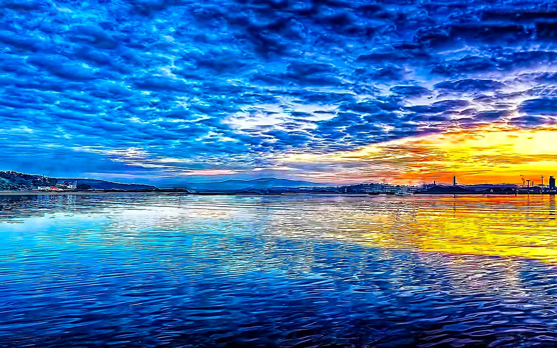 vibrant sunset over water