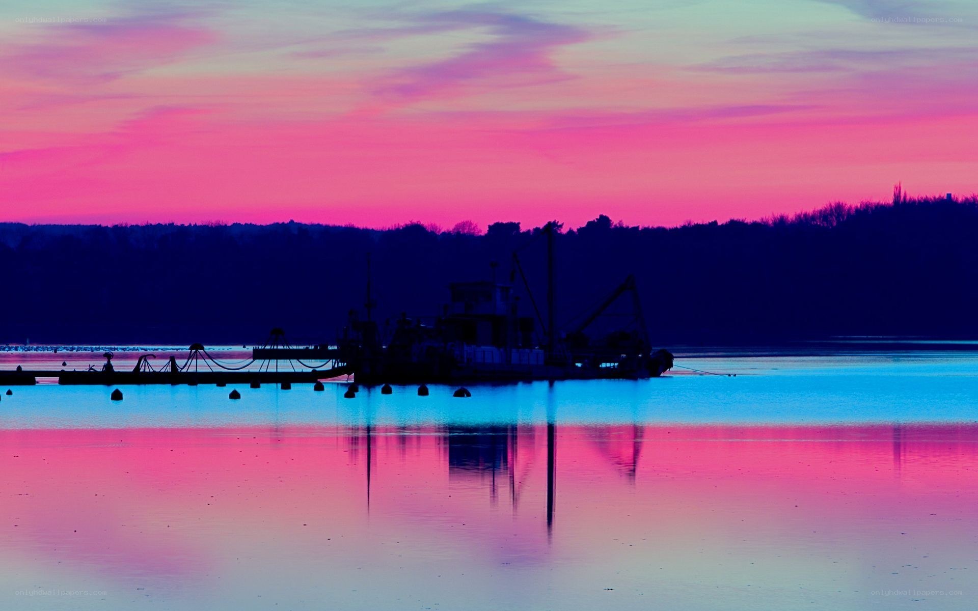 Vibrant sunset over water