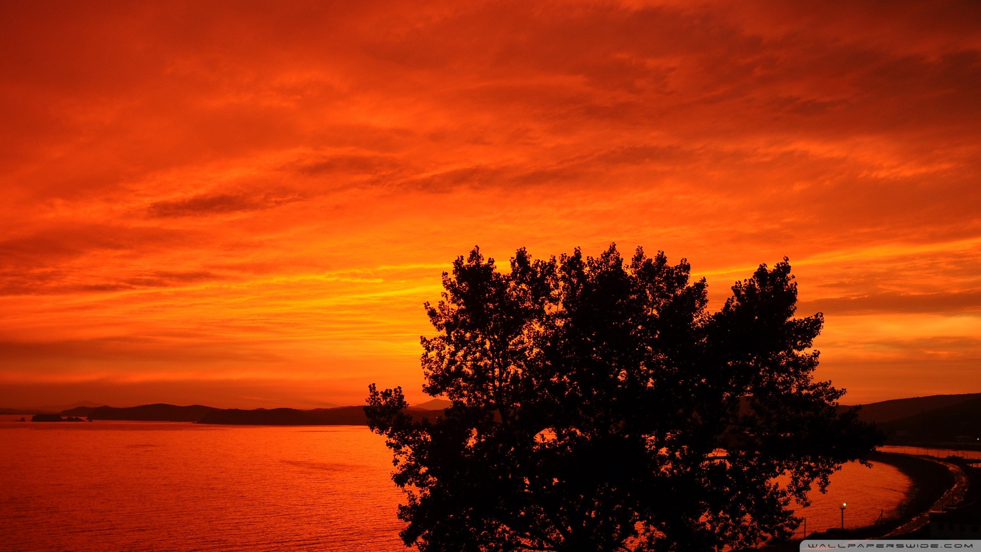 vibrant sunset over water