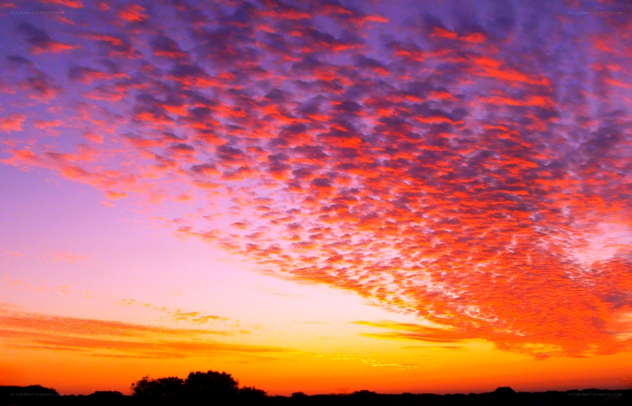 Vibrant sunset with colorful clouds