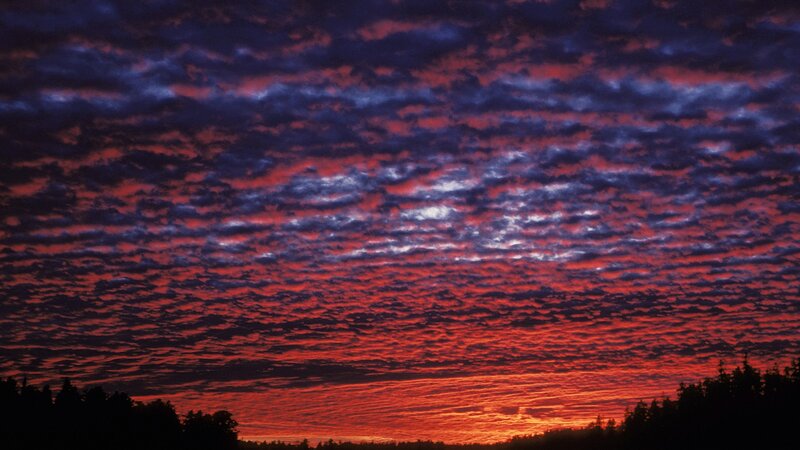 vibrant sunset with red clouds