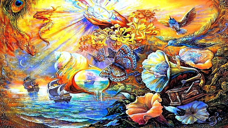 vibrant surreal fantasy scene