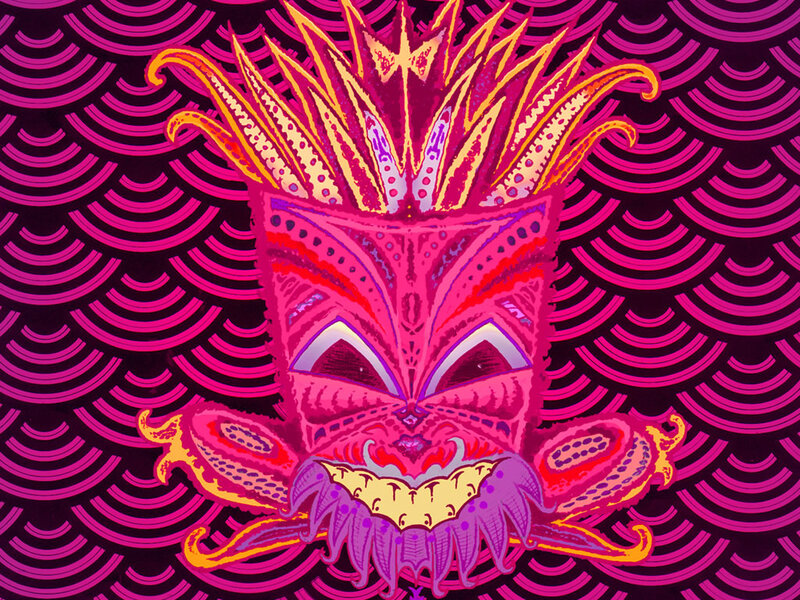 vibrant tiki mask art