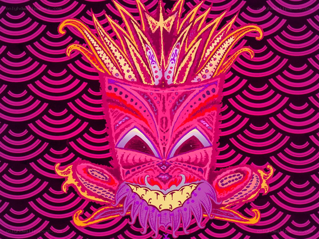 vibrant tiki mask art