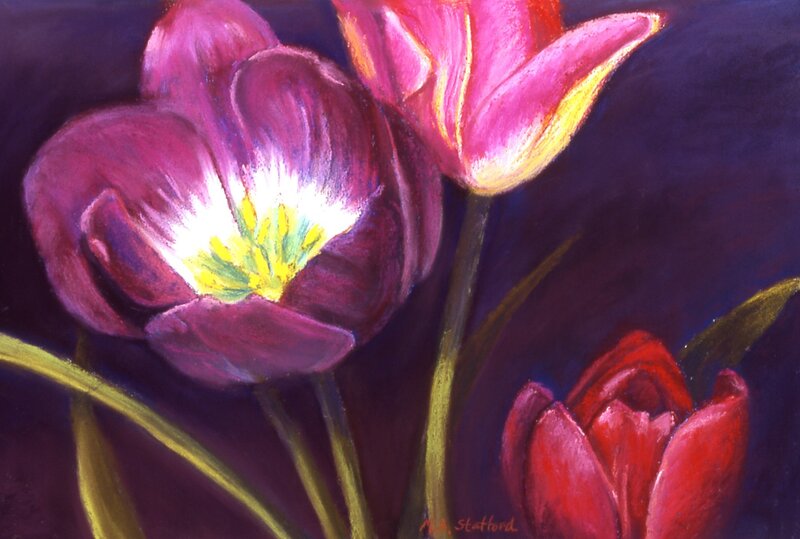 Vibrant tulip pastel painting