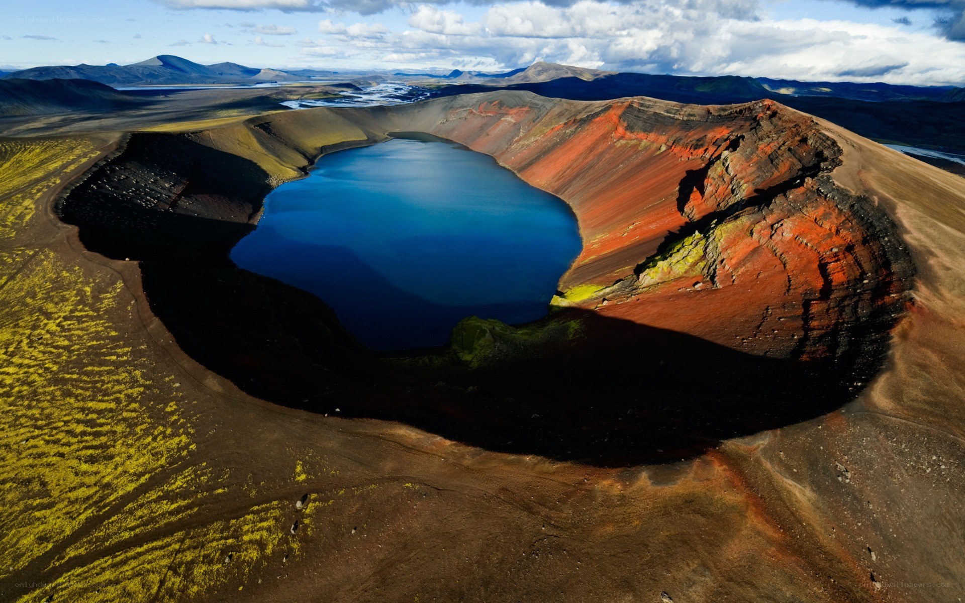 Vibrant volcanic crater lake