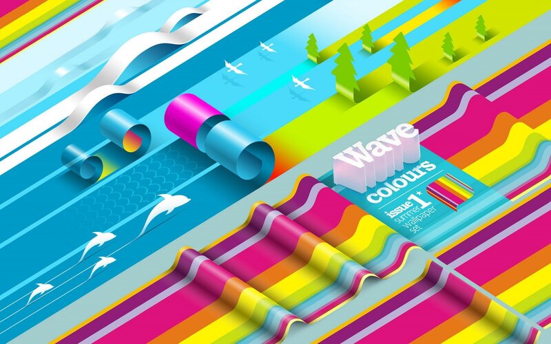 vibrant wave color illustration