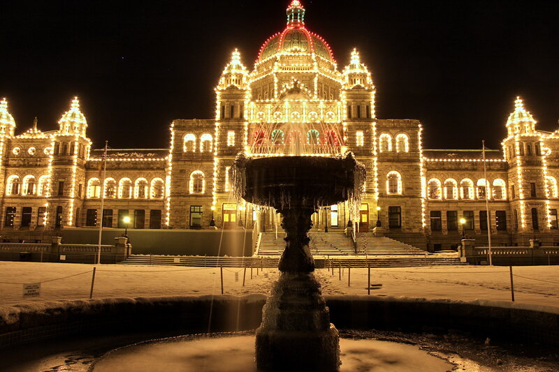 Victoria BC Parliament Building at night