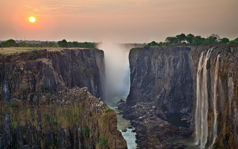 Victoria Falls at Sunset — Orange