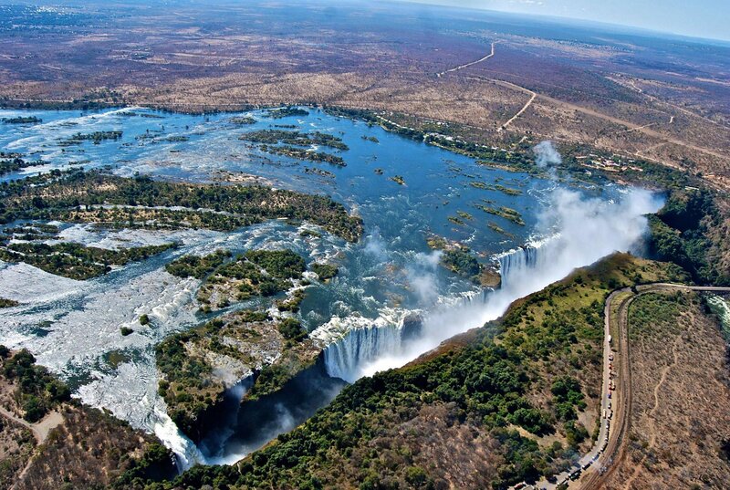 Victoria Falls Waterfall — Blue, Dramatic, Afternoon, Photograph, River