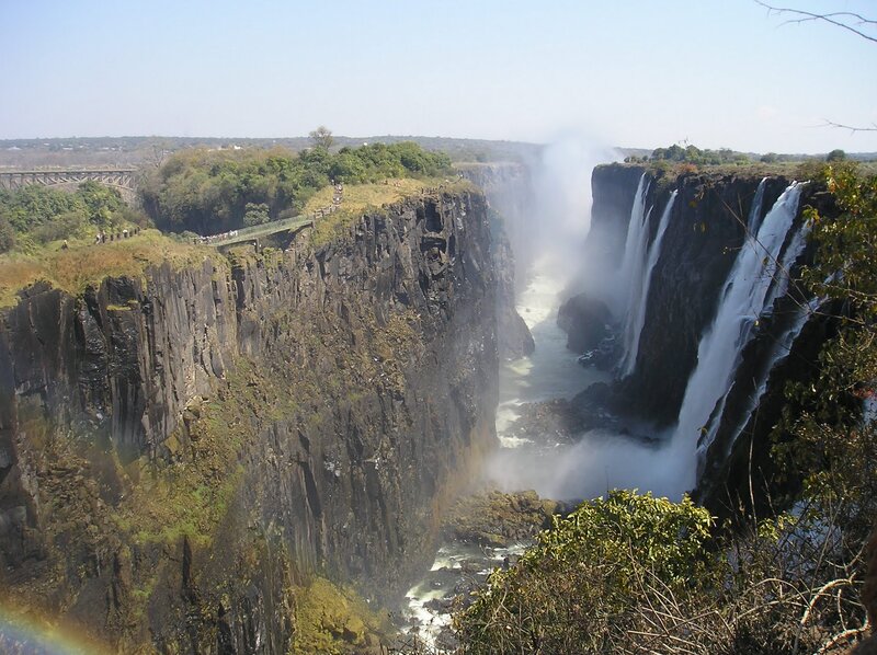 Victoria Falls Waterfall — Green, Dramatic, Afternoon, Photograph, Cliff