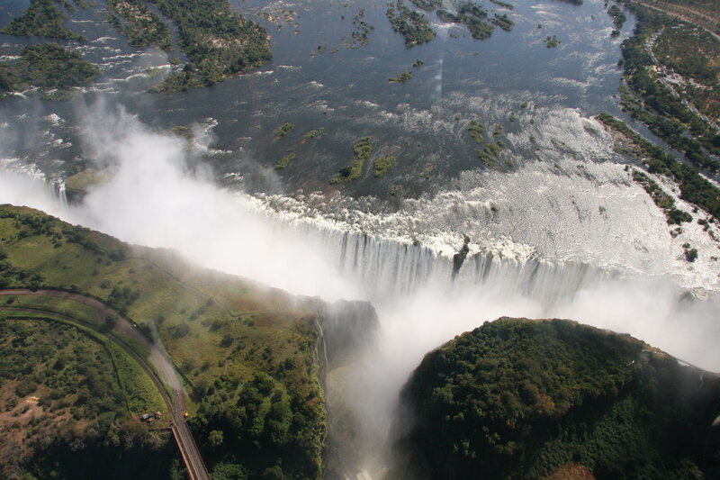 Victoria Falls Waterfall — Green, Dramatic, Afternoon, Photograph, River, Mist