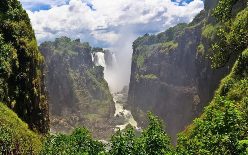 Victoria Falls Waterfall — Green, Dramatic, Afternoon