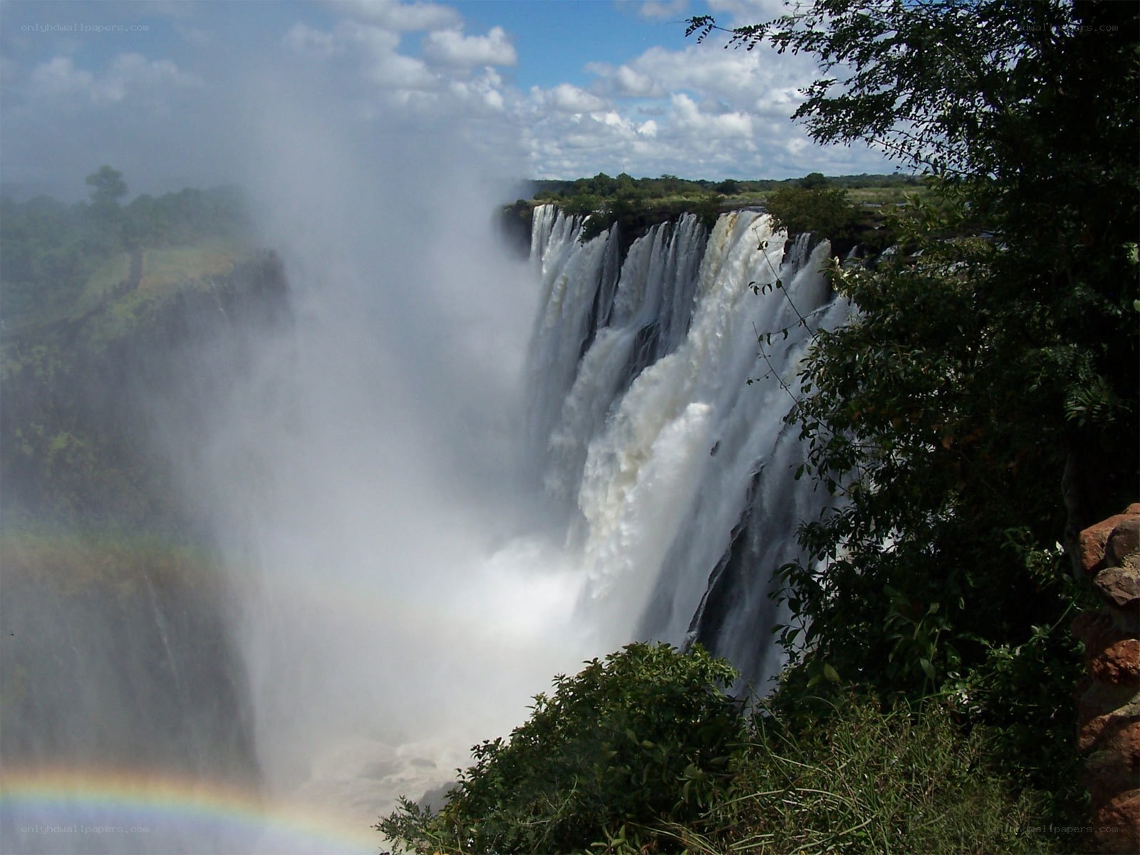 Victoria Falls with rainbow