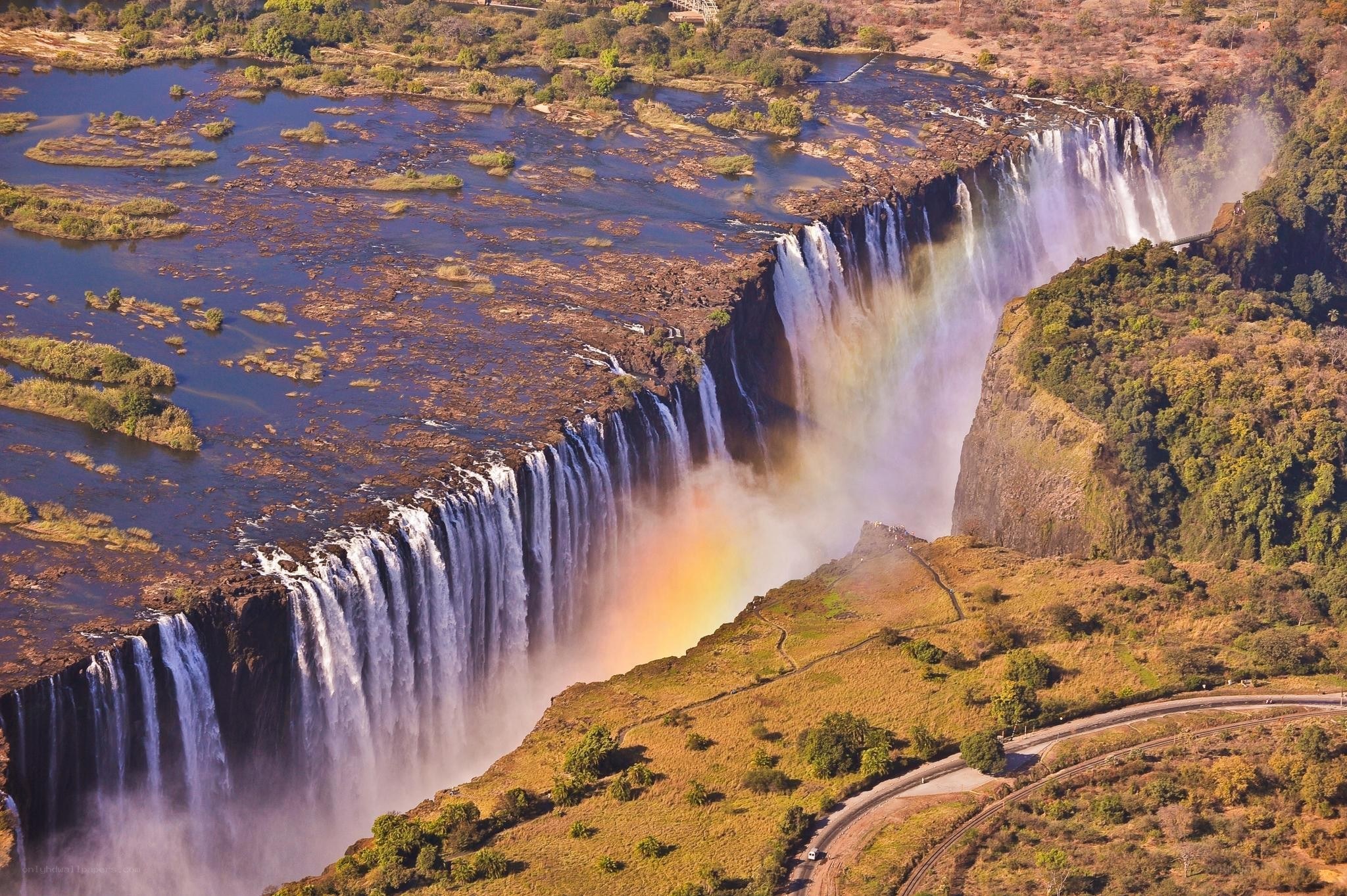 Victoria Falls with rainbow