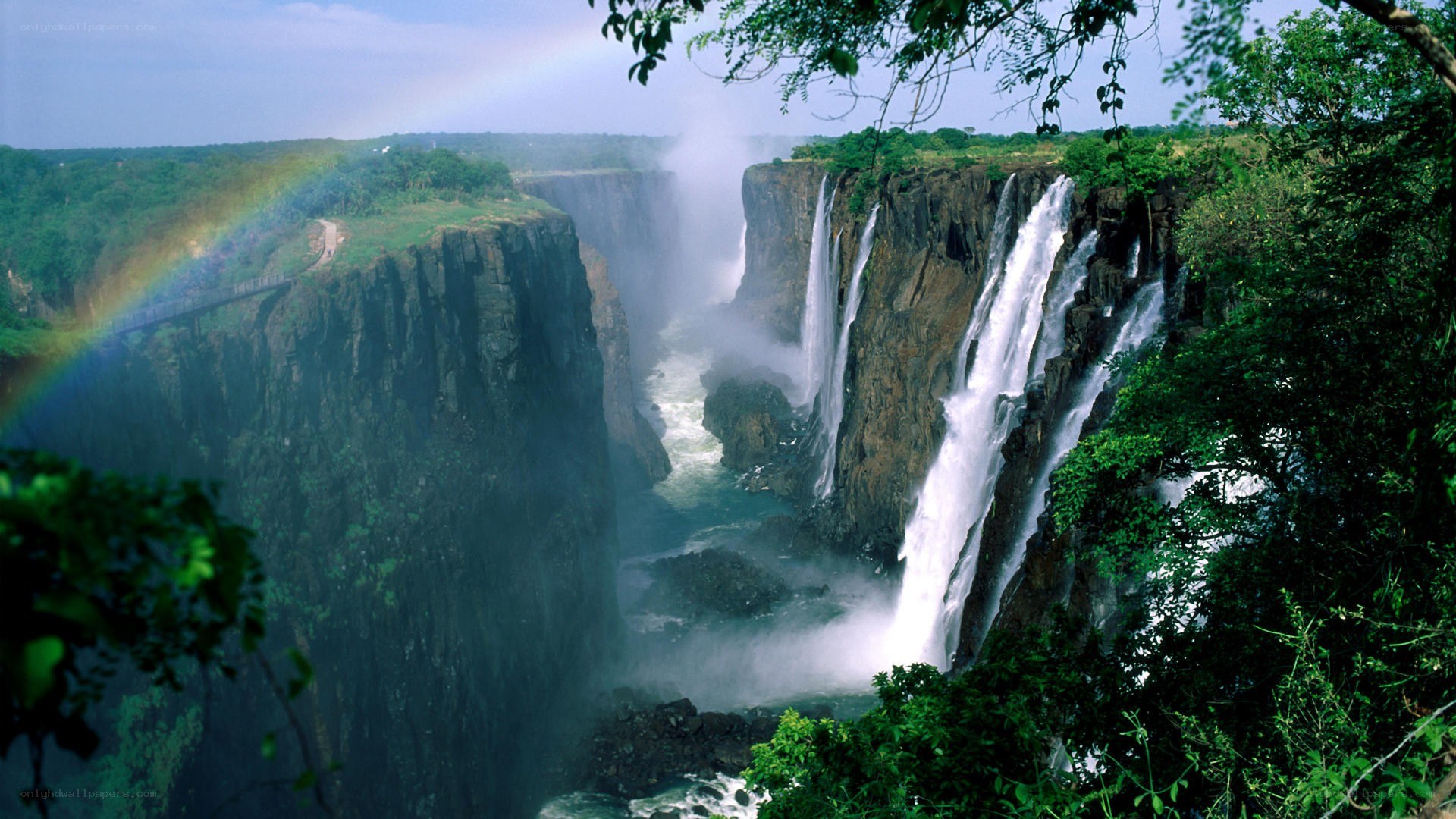 Victoria Falls with rainbow