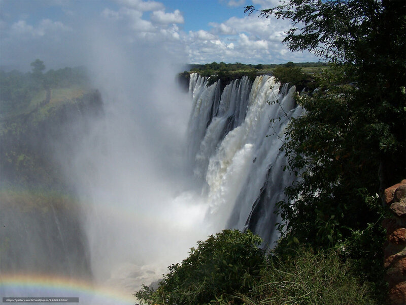Victoria Falls with rainbow