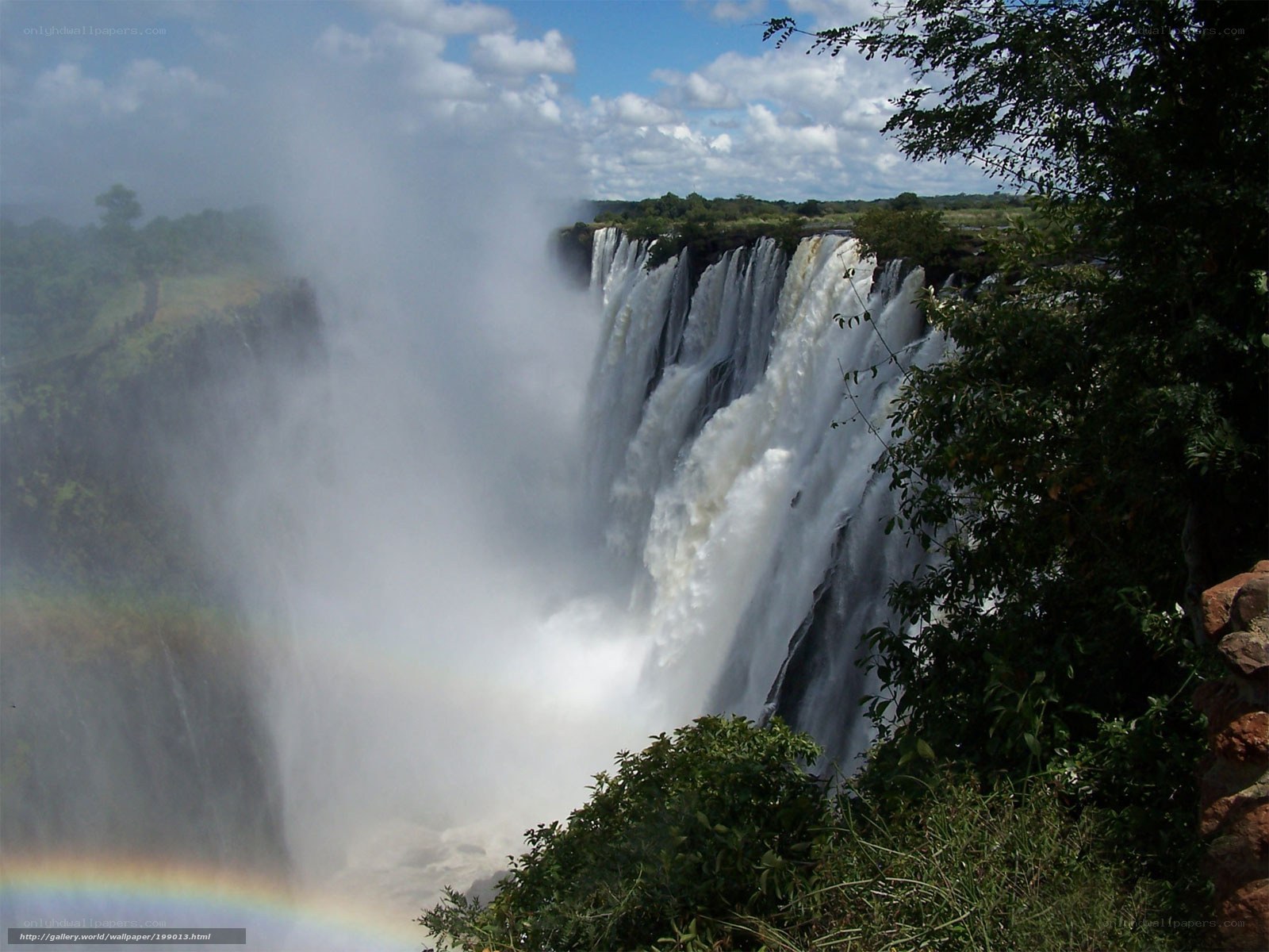 Victoria Falls with rainbow