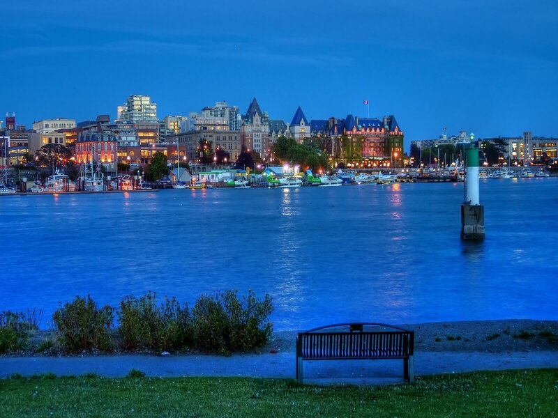 Victoria harbor at dusk