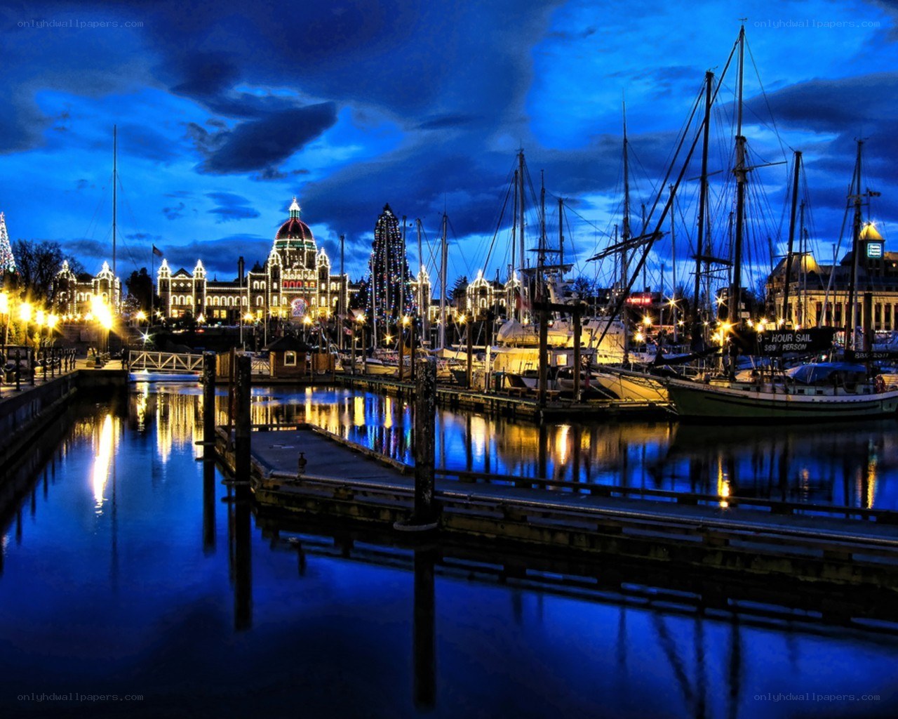 Victoria harbor at dusk