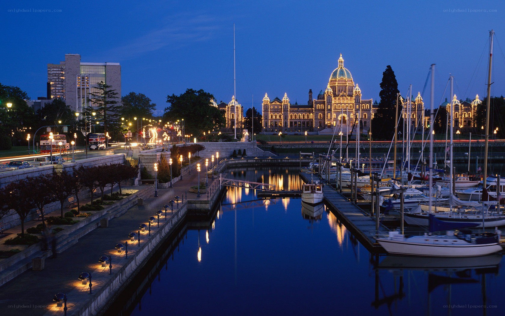 Victoria harbor at dusk