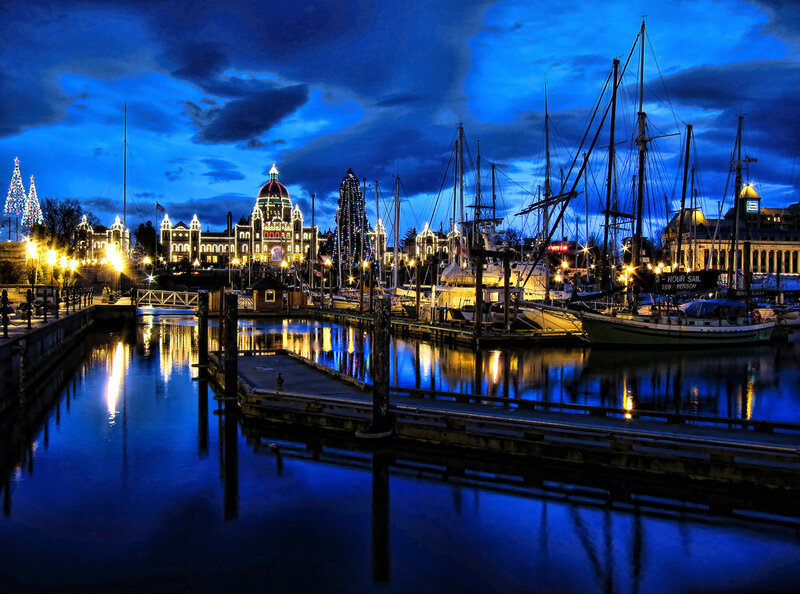Victoria Harbor at Night — Blue