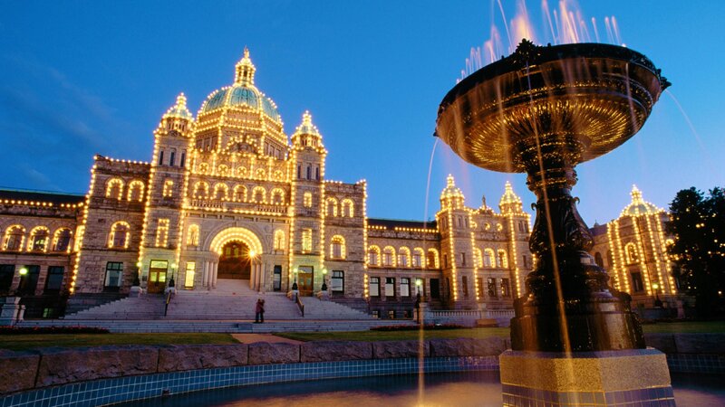 Victoria Parliament Building at dusk