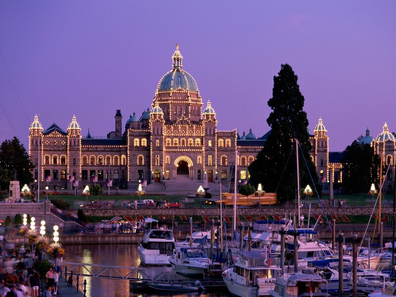 Victoria Parliament Building at dusk