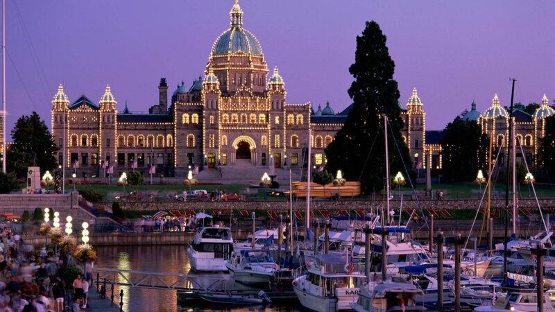 Victoria Parliament Building at dusk