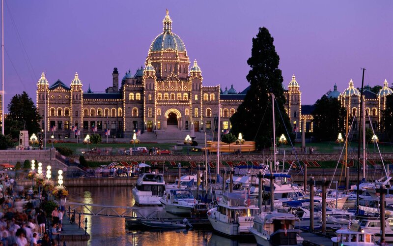 Victoria Parliament Building at dusk